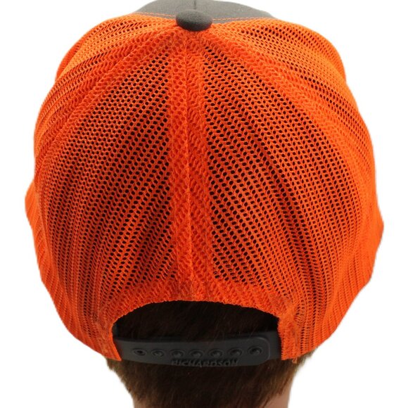 Richardson Style 112- Diesel Life Gray Neon Orange Trucker Snapback Hat - Picture 5 of 10